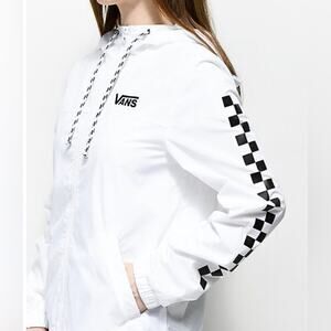 Vans White Checkered Windbreaker Jacket small